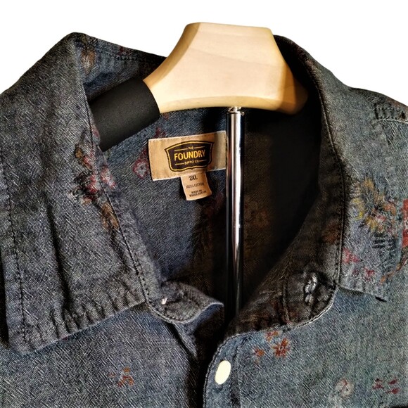 The Foundry Men's Button Up Hawaiian Floral collared shirt size 2X - Picture 7 of 7